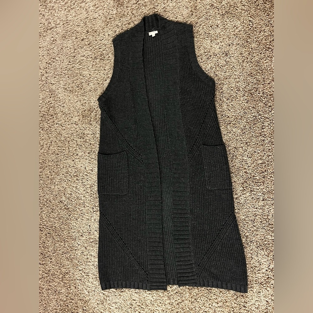 Grey full length long duster sweater